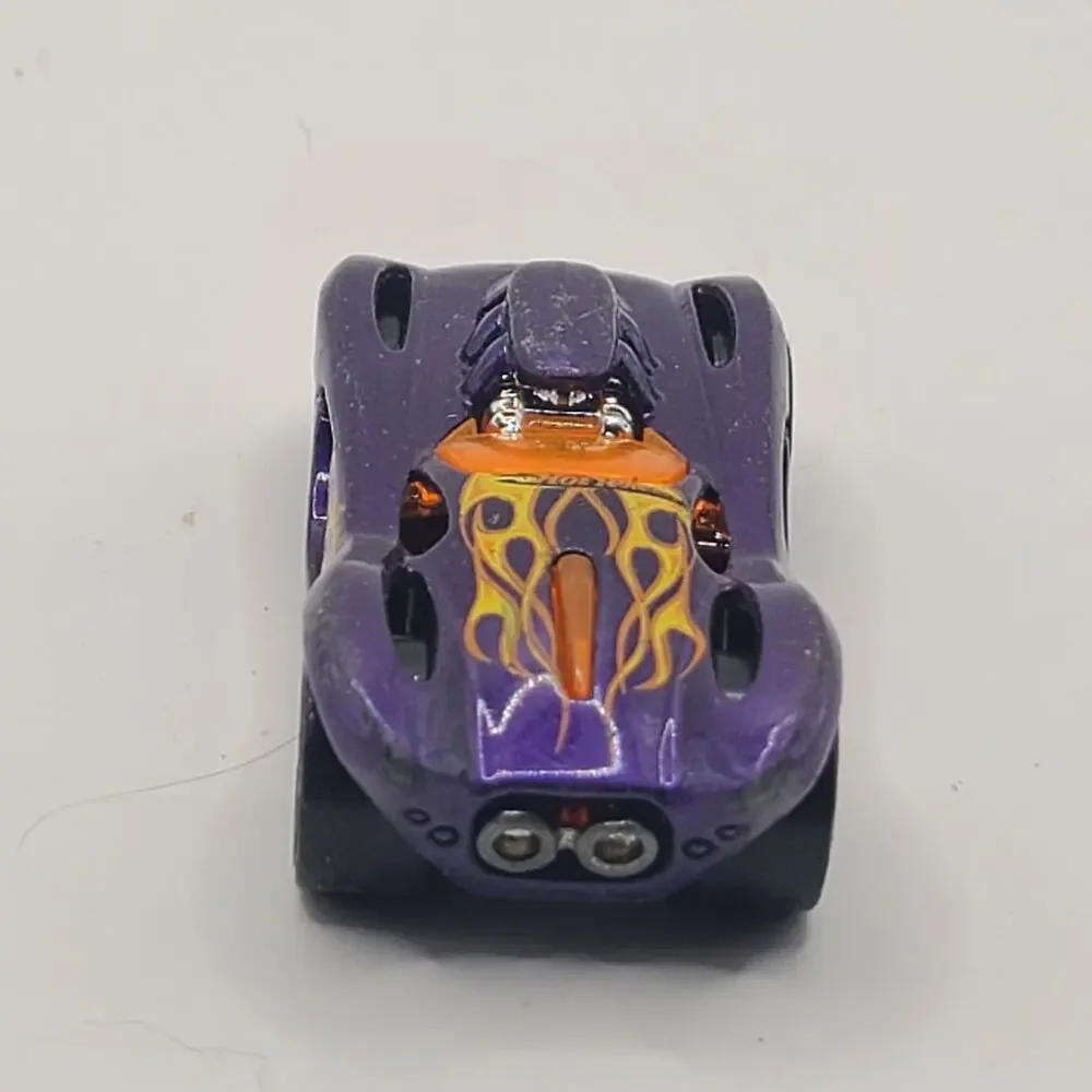 Vtg Hot Wheels 16 Angels Flames Race Car Diecast Purple Chrome 2003  1/64 Loose